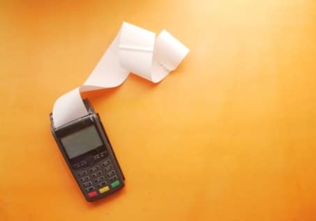 payment terminal with receipt paper